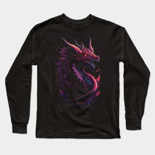 Red Chinese Dragon Fantasy Beast Long Sleeve T-Shirt